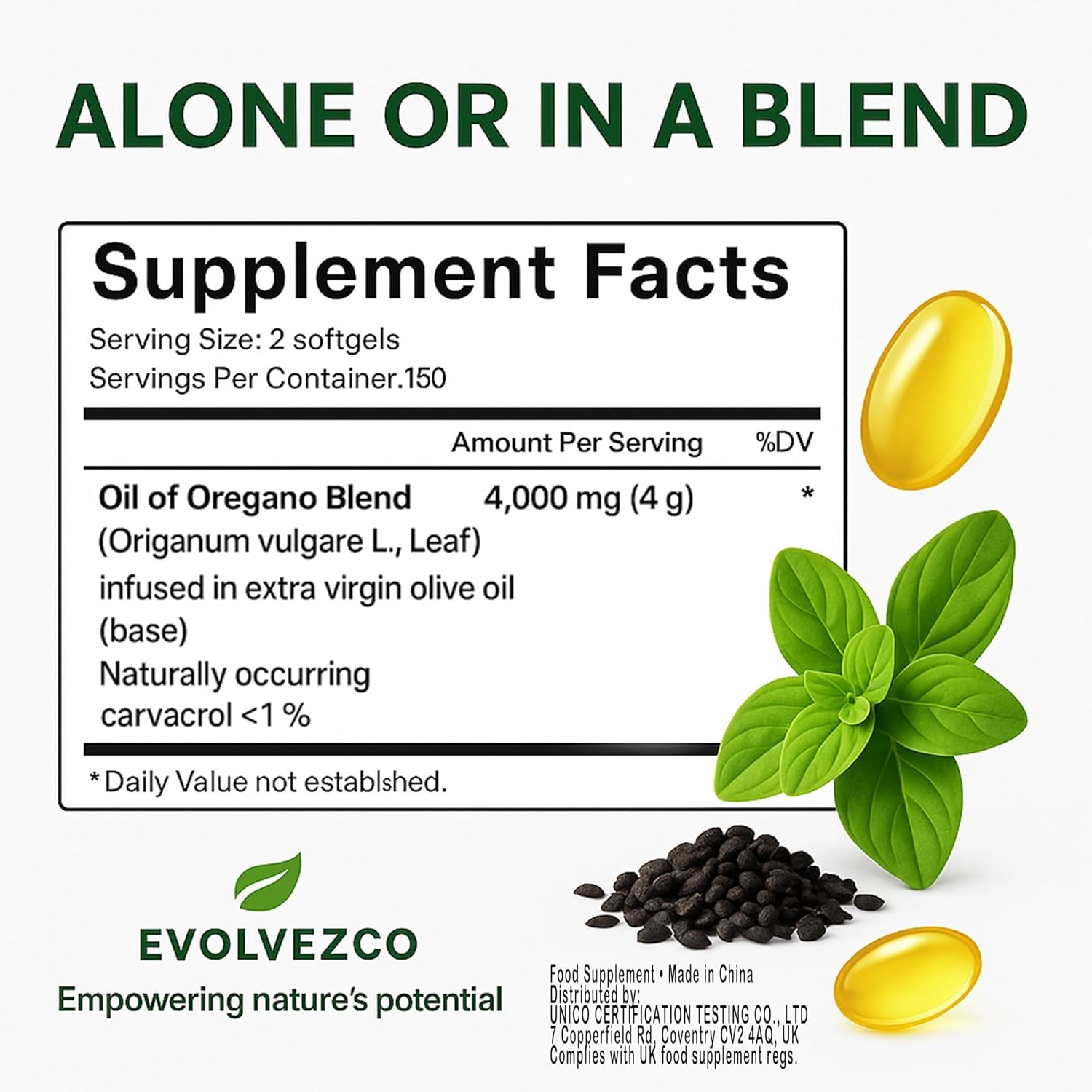 Oil of Oregano + Black Seed Oil &ndash; Plant-Based Softgels | 20:1 Herbal Extract | Daily Botanical Blend &ndash; 300 Count &ndash; Non-Gmo, Filler-Free image number 4