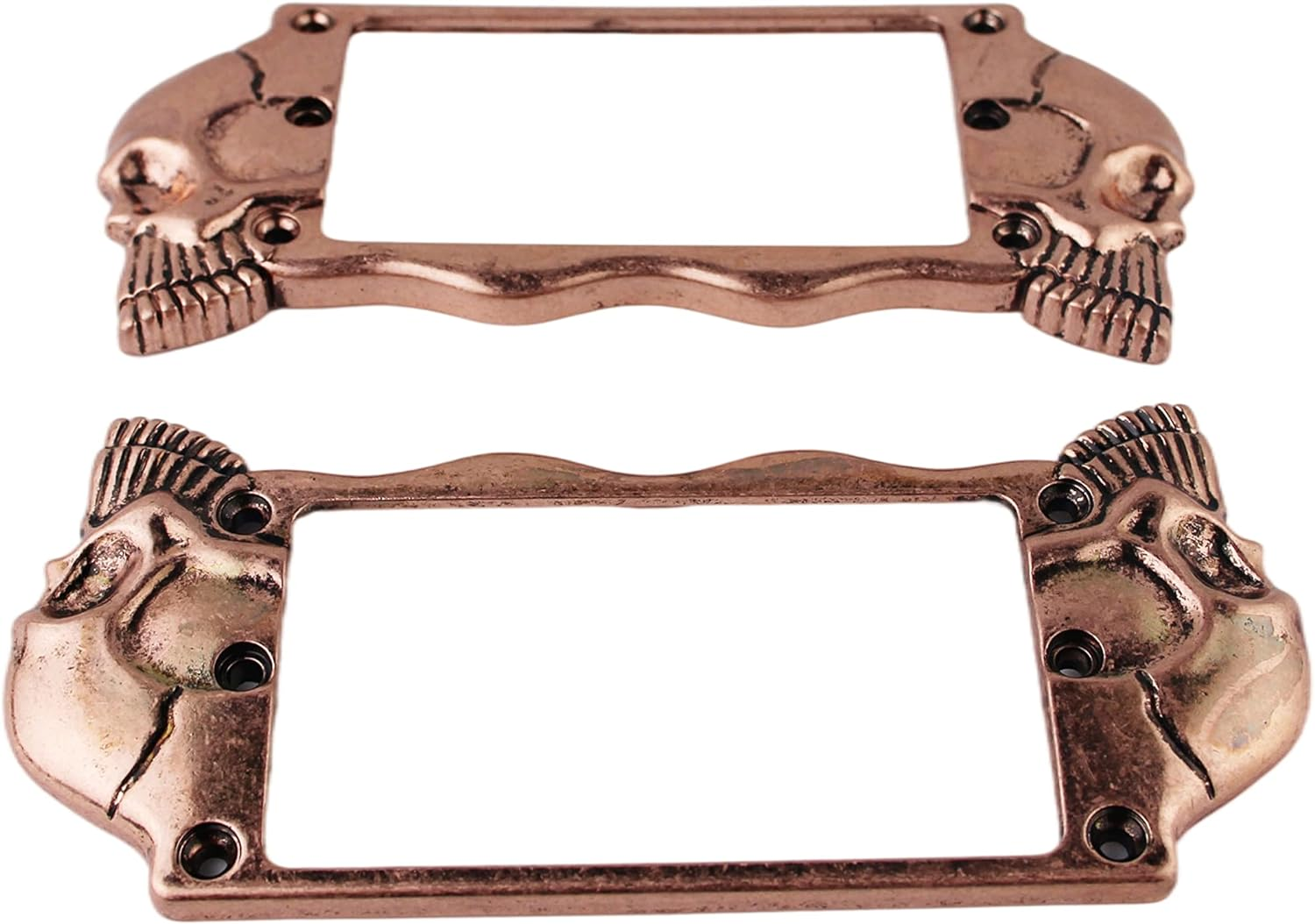 Guyker Flat Metal Humbucker Pickup Mounting Ring Set - Bridge Neck Pickups Cover Frame Replacement Part for Electric Guitar or Precision Bass(2Pcs, Chrome)