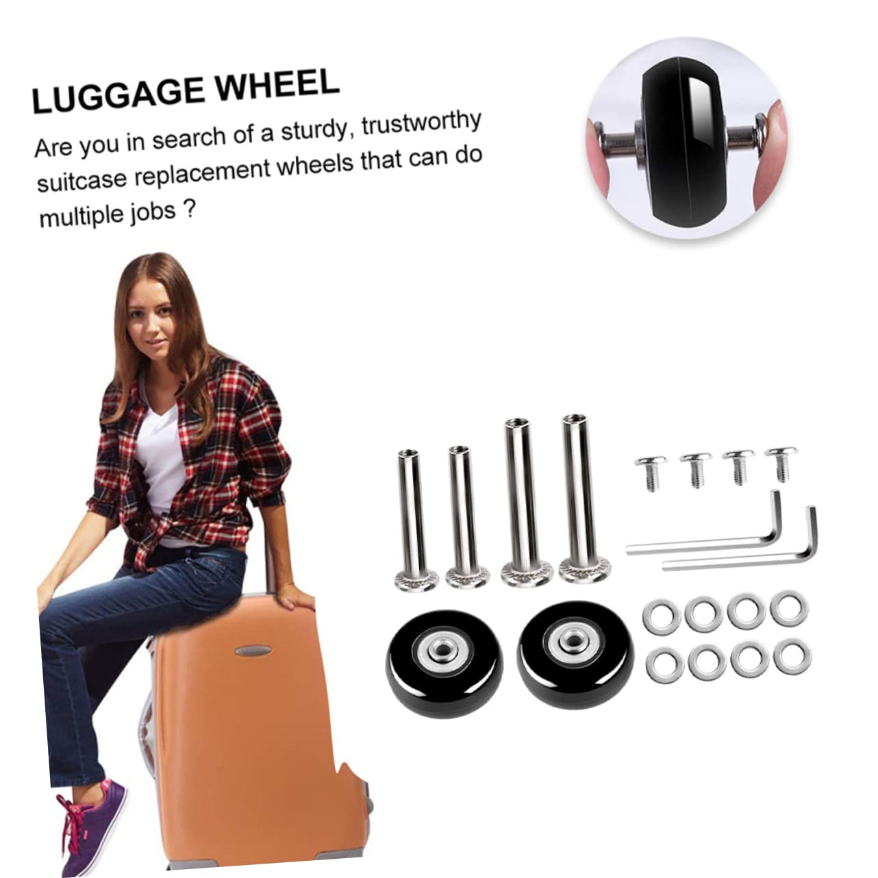 CLISPEED 2Sets Rubber Wheels Luggage Replacement Suitcase Wheels Practical Caster for Travel Luggage Bags Easy Repair Parts