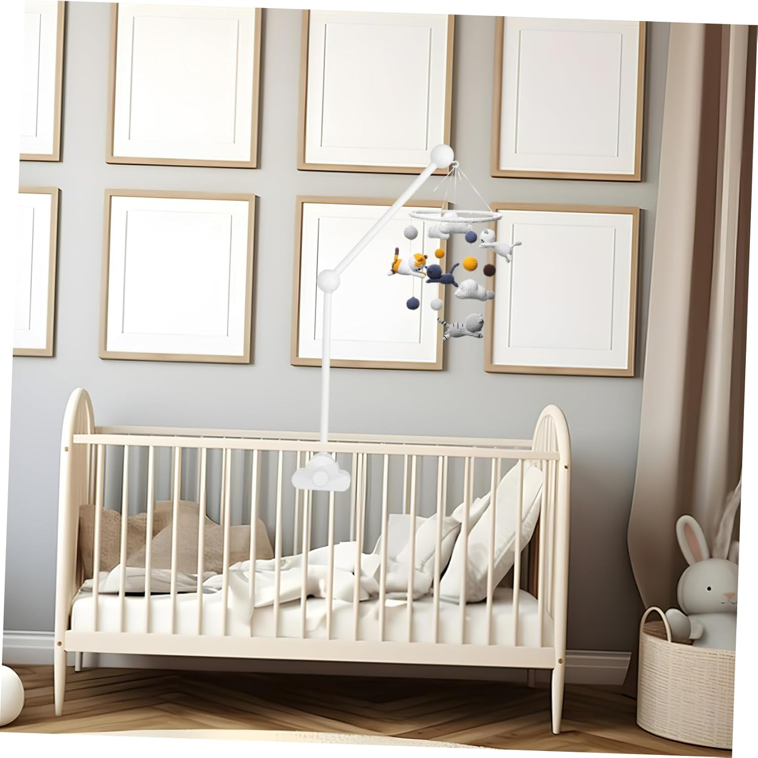 Bed Bell Bracket Crib Mobile Holder Mobile Stand for Crib Sturdy Wood Cot Bed Mount image number 4