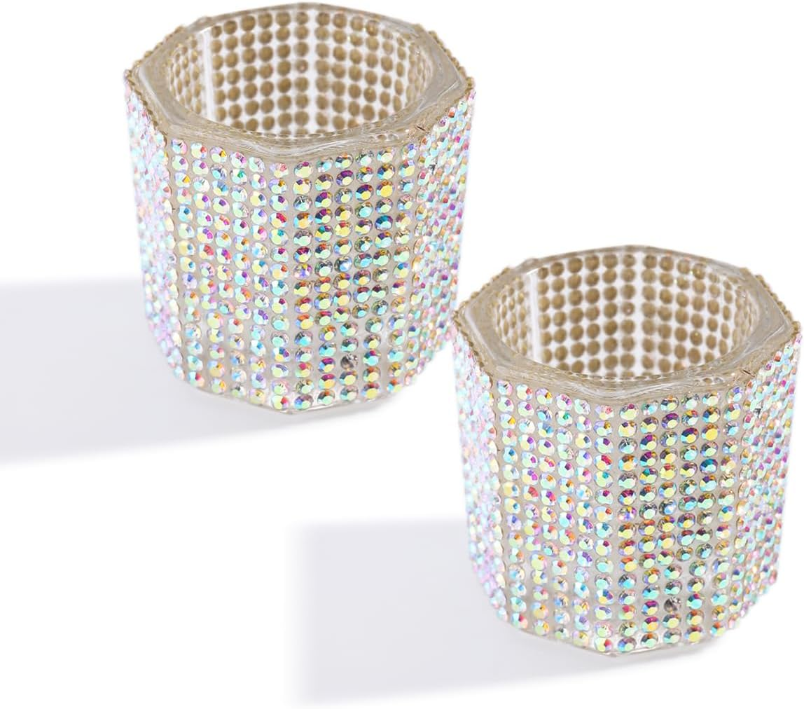 Fspronail Dappen Dish for Monomer, 2Pcs Clear Crystal Acetone Cup Nail Art Acrylic Liquid Dampen Monomer Container Acetone Bowl Acrylic Powder Holder Manicure Glass Bowl