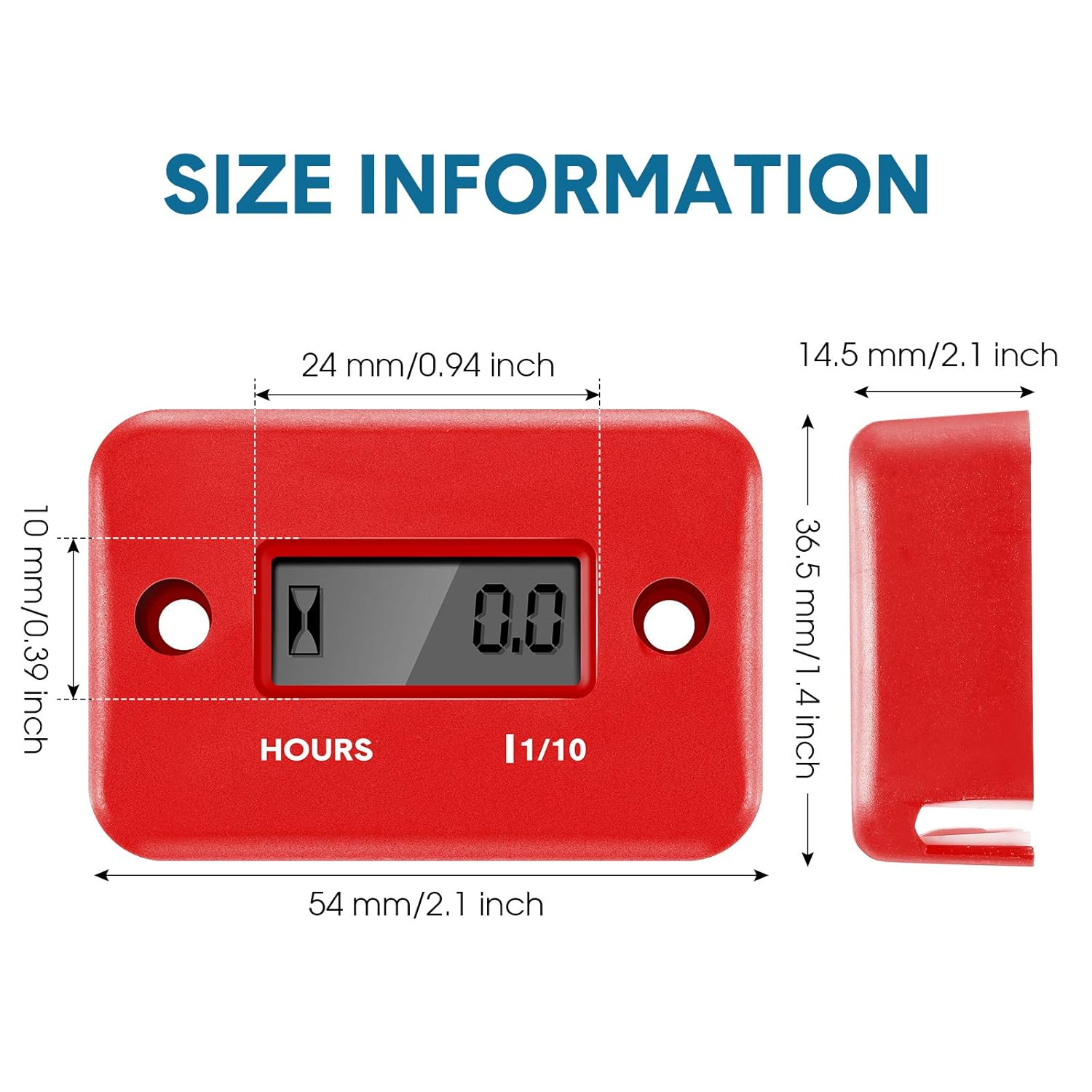 4 Pieces Hour Meters for Small Engines Inductive Digital Engine Meter Automatically Shutdown Tachometers Small Hour Tachometers for Motorcycle Lawn Mower Generator Chainsaws (Red) - Red image number 4