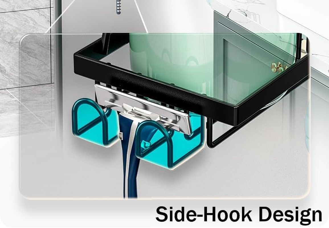 POPULUSL over the Door Shower Caddy, 3 Tier No Drilling Shower Storage with Hooks for Razor and Sponge, Rustproof Bathroom Shower Storage Rack Basket, Easy to Install image number 1