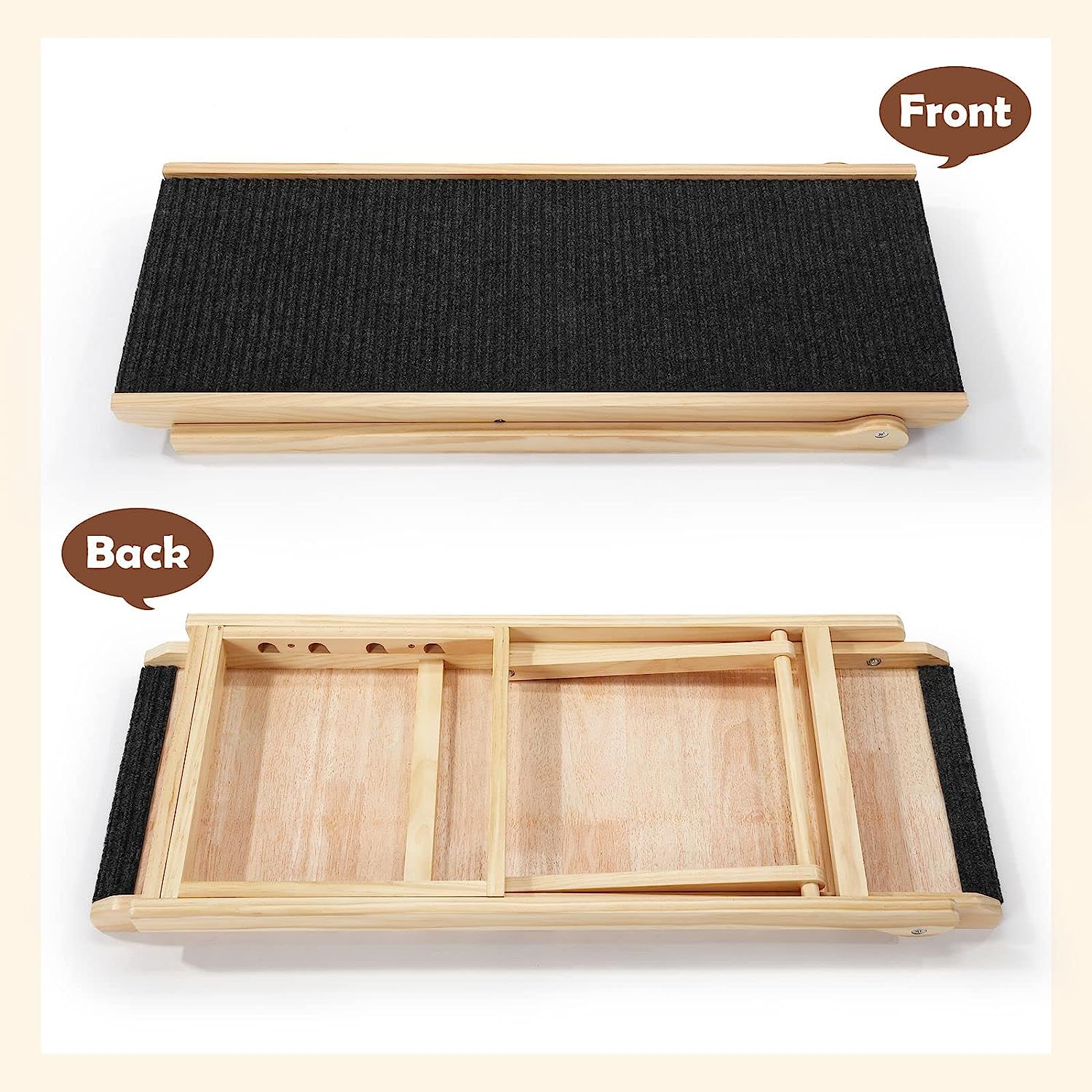 Dog Stairs Pet Ramp for Bed 4 Level Adjustable Ladder for Bed Car Outdoor Indoor,Foldable Pet Step from New Zealand Pine Wood image number 5