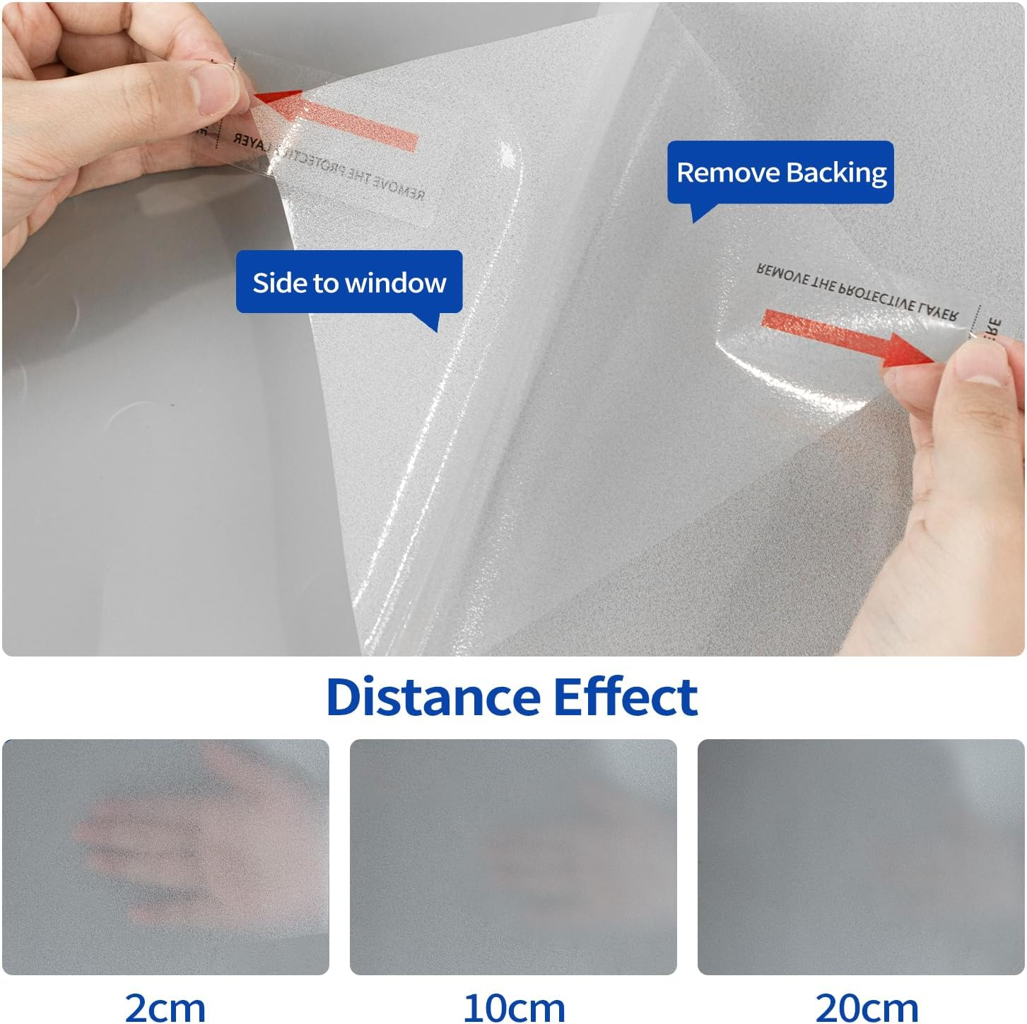 Window Privacy Film, Decorative Frosted Glass Window Film Static Cling UV Blocking Window Film, Heat Control Window Covering for Home Office Bathroom(Frosted, 90X200Cm) image number 2