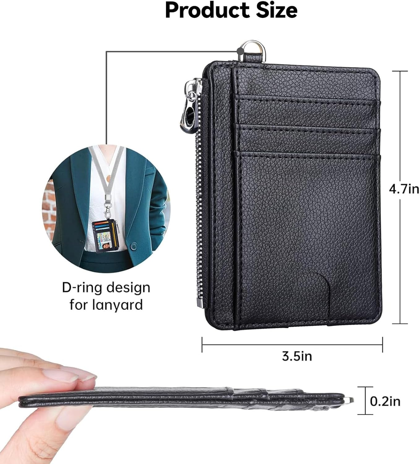 RFID Blocking Wallet for Men - Genuine Leather Slim Design with Zipper Coin Pocket, Anti-Skimming Credit Card Holder for Travel & Daily Use image number 5