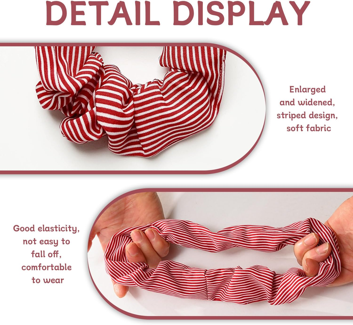 Pack of 5 Striped Hair Rings, Elastic Hair Rings, Women'S Hair Accessories, Hairstyle Tools, Simple and Versatile Hair Accessories. image number 5