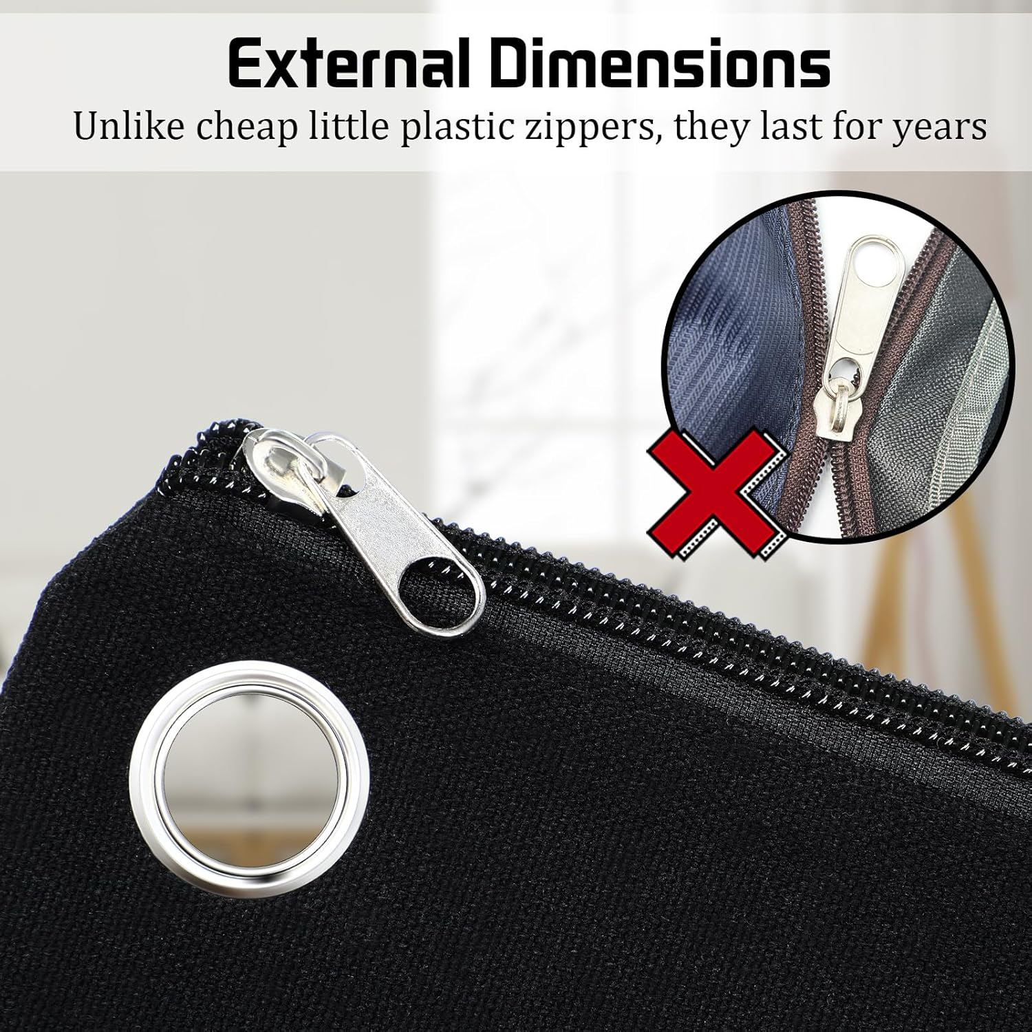 Humyoun 2 Pcs Interoffice Mailer Canvas Transit Sack Zipper Bag 18" X 14" Large Zipper Bag with Grommet Interoffice Mail Bag (Black) image number 4