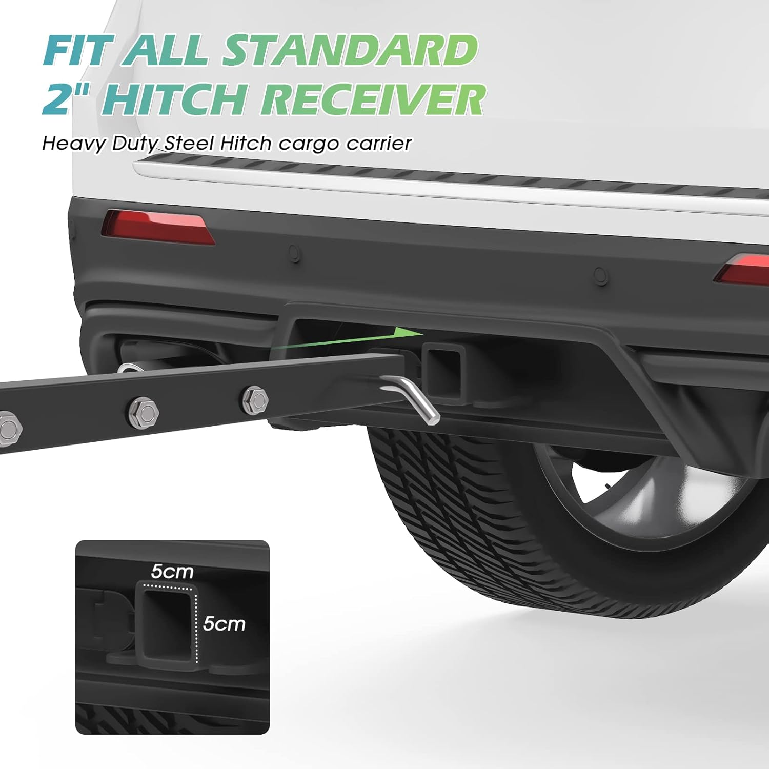 ADVWIN Cargo Rack Carrier 500 Lbs/227Kg 53 Inches Heavy Duty Capacity 2 Inch Receiver Luggage Basket Hitch Fold up for SUV Pickup Camping Traveling image number 5