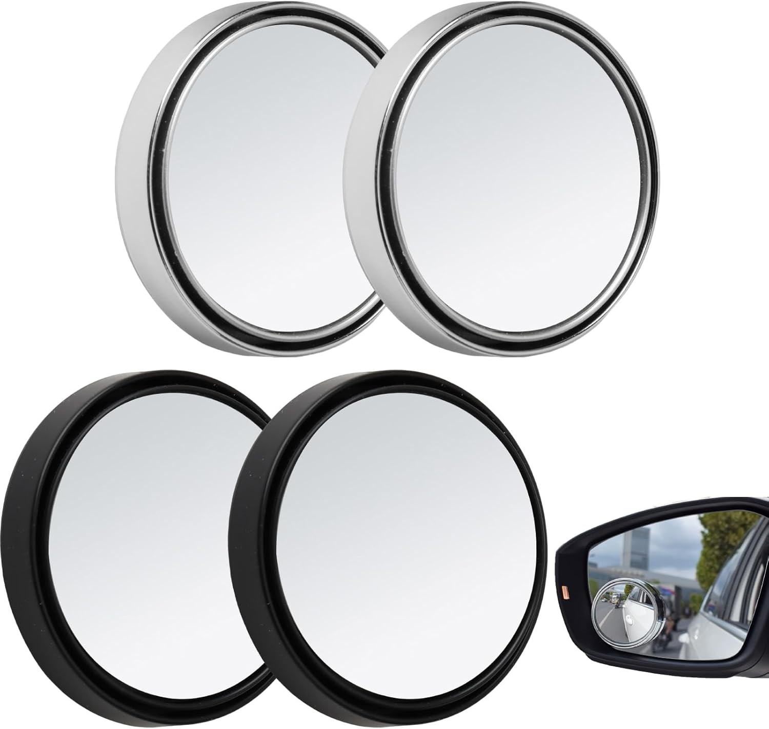 Car Blind Spot Mirror 2 Pairs (4-Pack), 2" round HD Suction Cup Blind Spot Mirrors, 360&deg; Rotatable Frameless Convex Design for Enhanced Side Visibility, Secure Non-Adhesive Mounting for All Vehicles image number 6