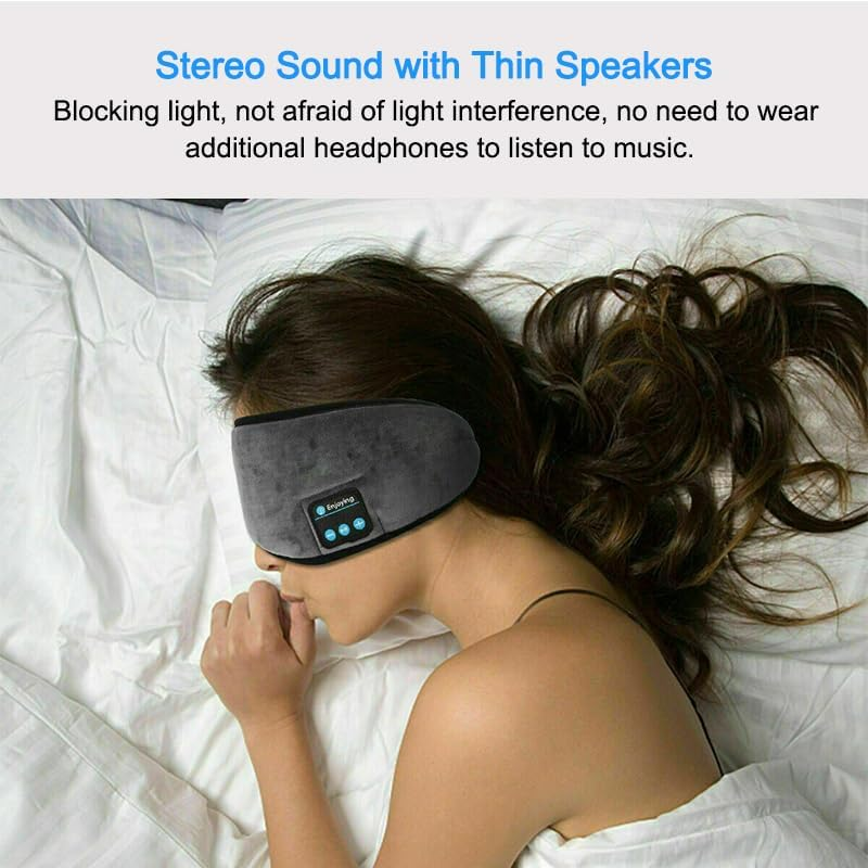 Leona Co Sleep Headphones Bluetooth 5.0 Stereo Headband, Sports Wireless Earphones Music Sleeping Eye Mask Earbuds for Mom Women Teen Running Cool Gadgets Unique Gifts (Gray) image number 4