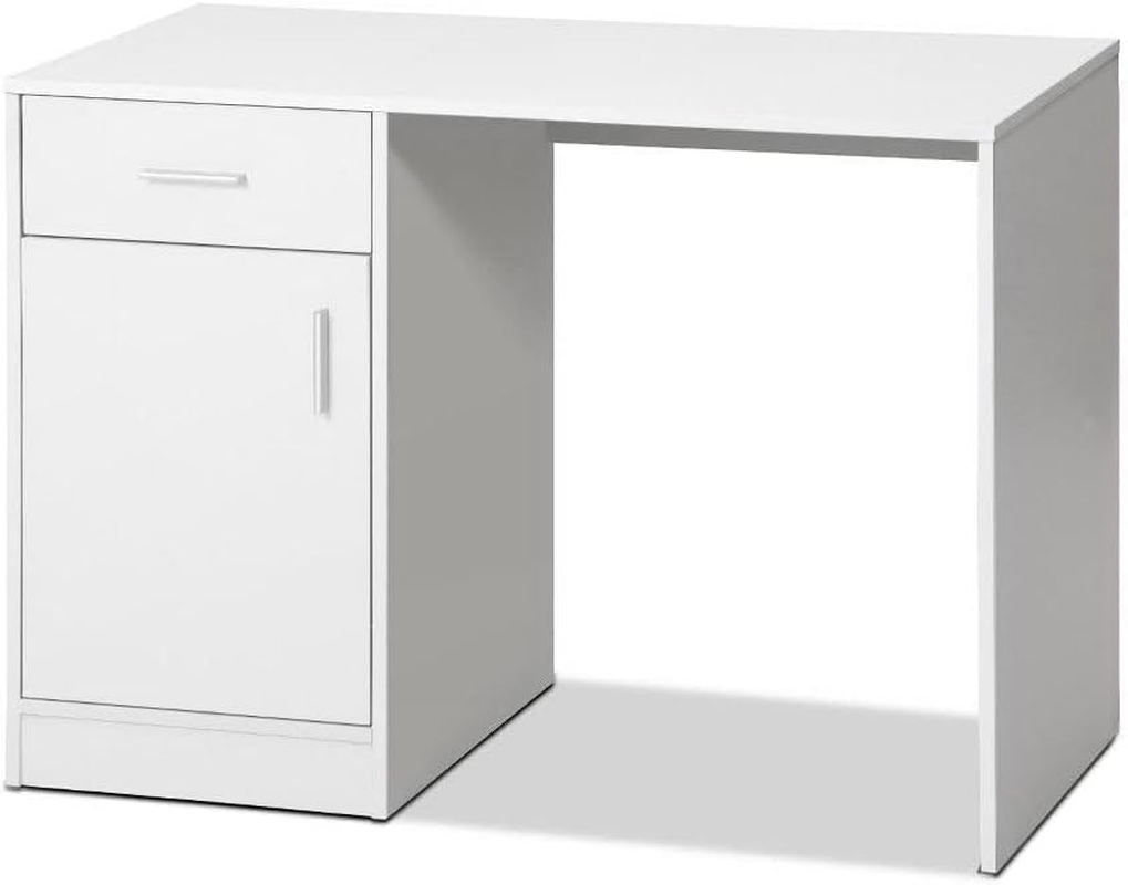 Artiss Computer Desk 100Cm White Desktop Office Laptop Desks Study Student Table, Home Furniture for Room Bedroom, with Drawer Cabinet Anti-Rust Metal Runners image number 5