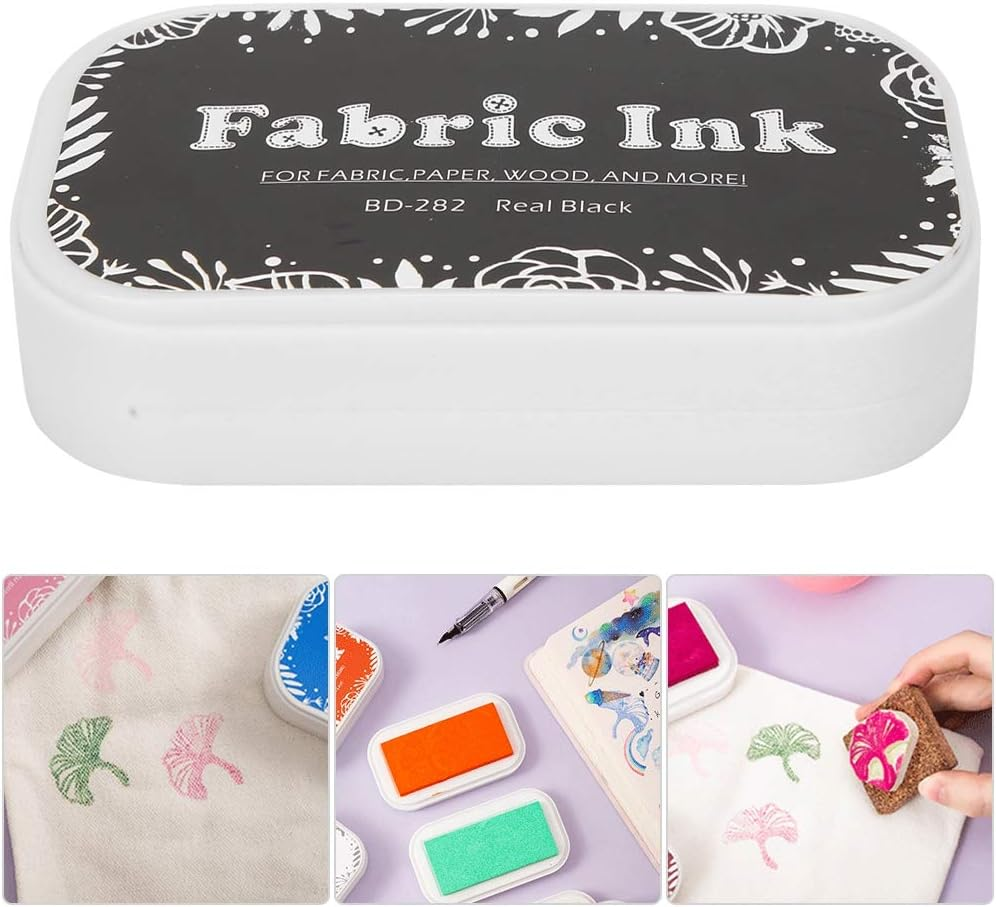 DIY Stamp Ink Pad, Clear Pattern for Paper Cloth Wood, Bright Washable Color (BD-282 Pure Black) image number 3