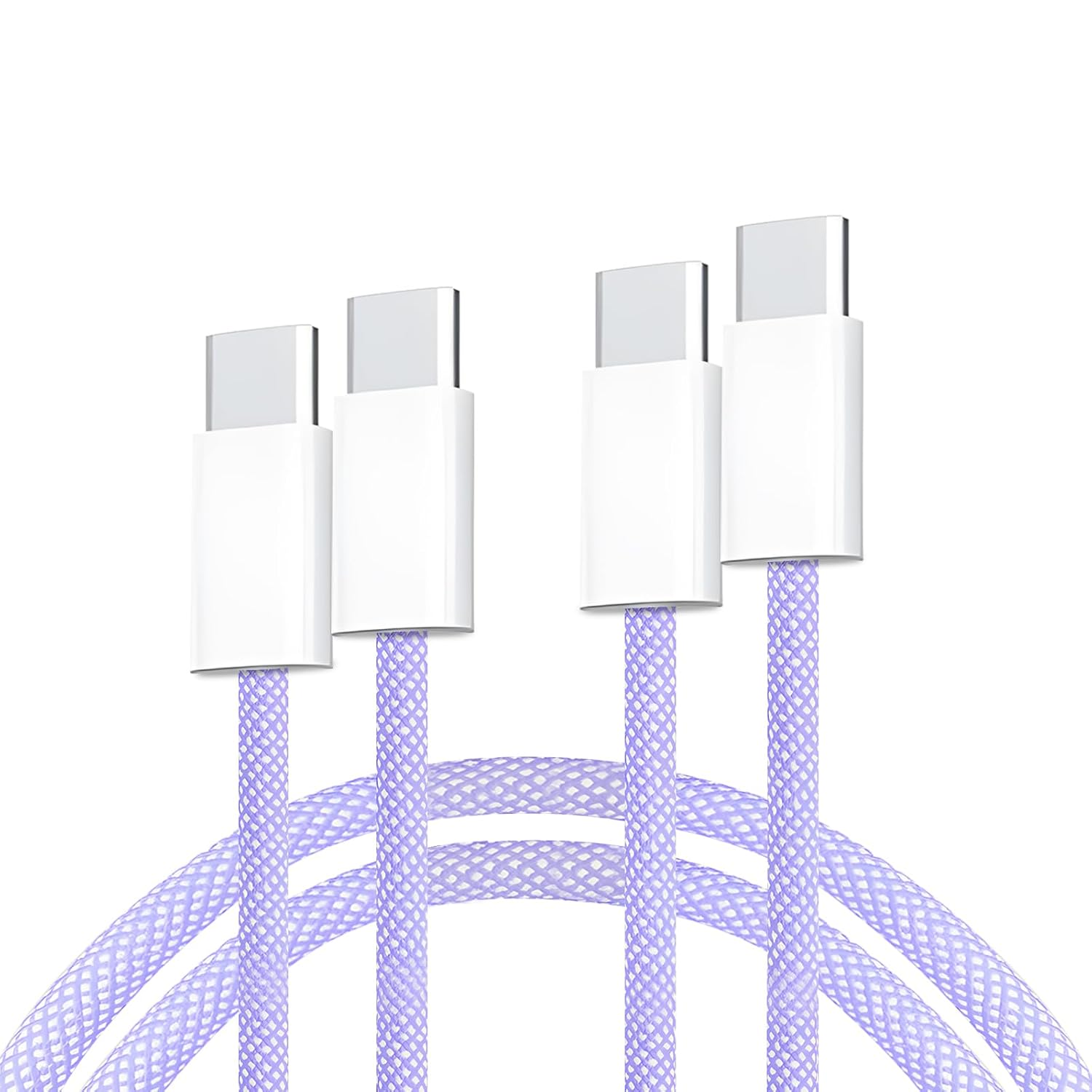 USB C to USB C Braided Fast Charging Cable, 2-Pack 5FT 60W PD Type-C Power Cord for Iphone 16/15 Pro Max, Macbook Air, Ipad Pro,Galaxy, Pixel, Android Auto, Carplay,White