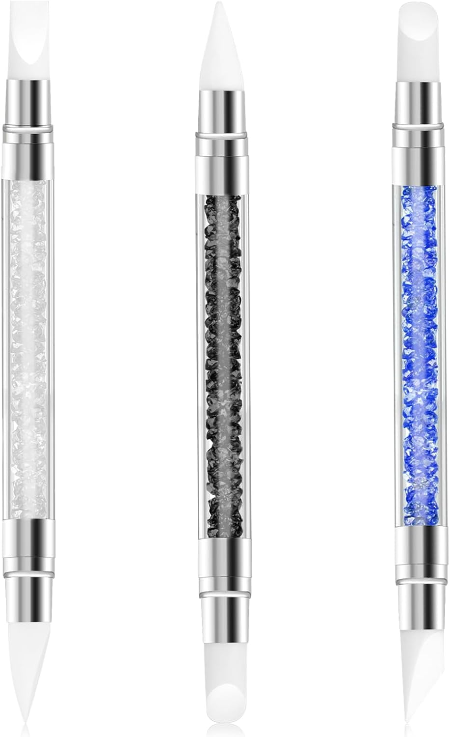 YQQYG 3 PCS Silicone Nail Brush, Dual Tipped Nail Art Sculpture Pen, Rhinestone Nails Carving Tool, 3D Nail Gel Art Tools for Sculpting Gel Shaping Nail Foil Drawing image number 5