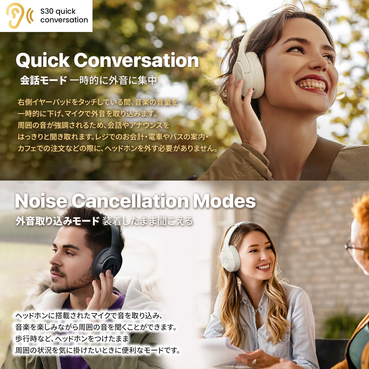 Haylou HL-S30WH Wireless Noise Cancelling Headphone, S30 (Maximum - 43 Db), Powerful Neukan, Bluetooth 5.4, High Resolution, 360 Spatial Audio, up to 80 Hours of Playback, Microphone Included, 2 - Black image number 6