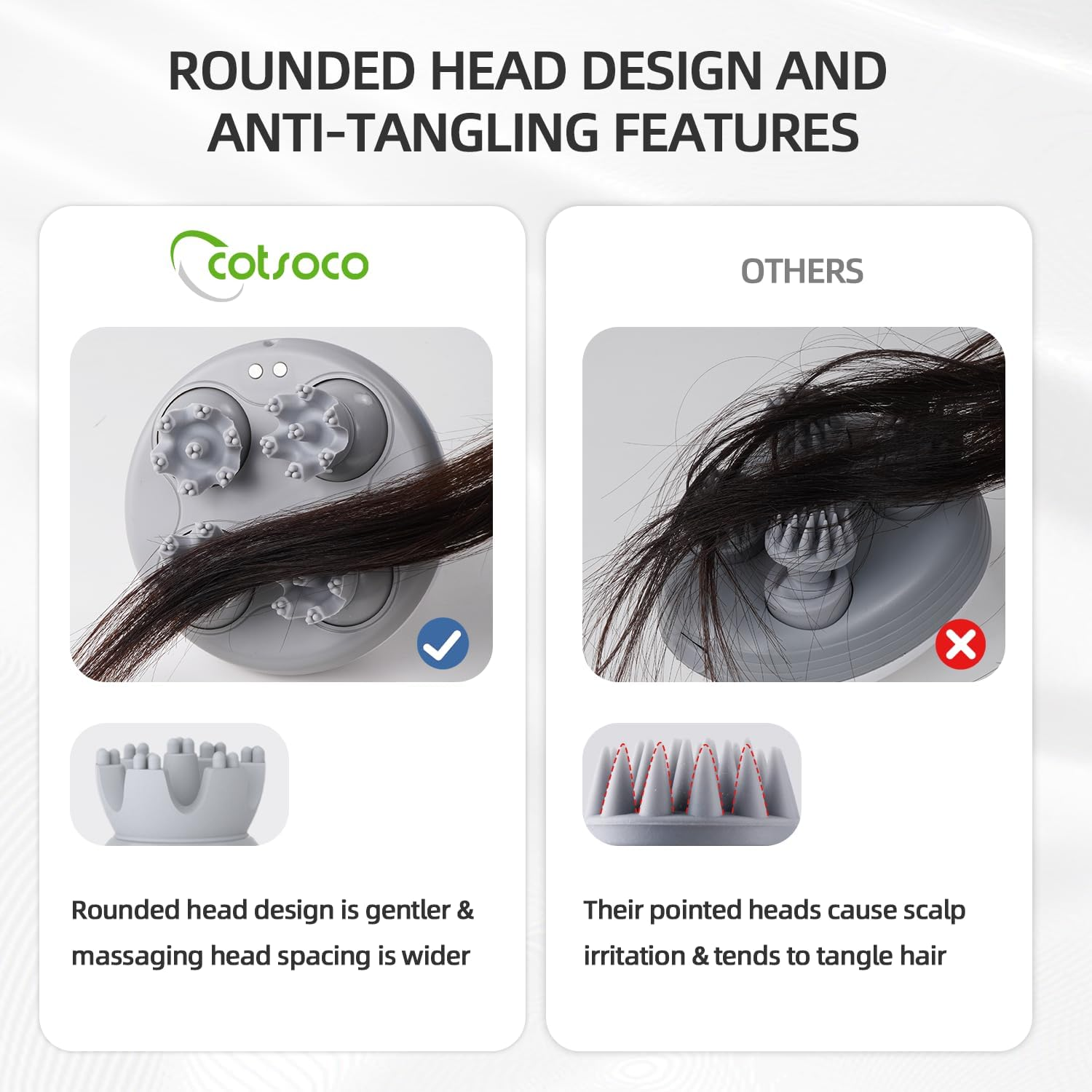Electric Scalp Head Massager, Handheld Portable Waterproof Head Scratcher Massager with 4 Heads 84 Nodes Gifts Idea for Hair Growth, Deep Clean & Stress Release Massage image number 4