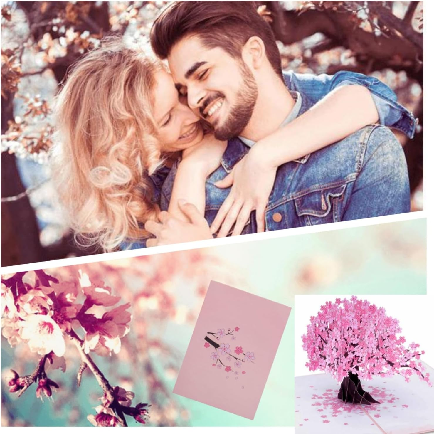 MEZOKUCEL 3D Cherry Blossom Pop up Card, Romantic Handmade Card Greet for Birthday, Wedding, Anniversary, Mothers Day, Thank You Card, All Occasion Includes Envelope and Note Tag image number 3