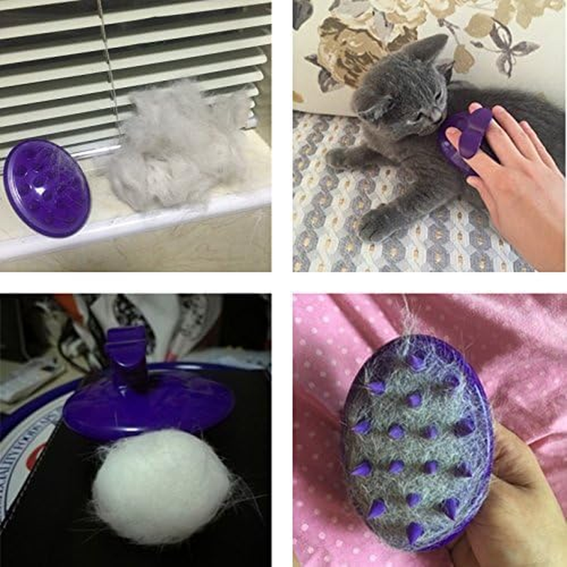 Cat Brush - Soft Rubber Pins & Washable Silicone, Shedding/Grooming/Massage Tool for Short/Long Hair, Scratch-Free Hair Mat Remover（Purple) image number 6