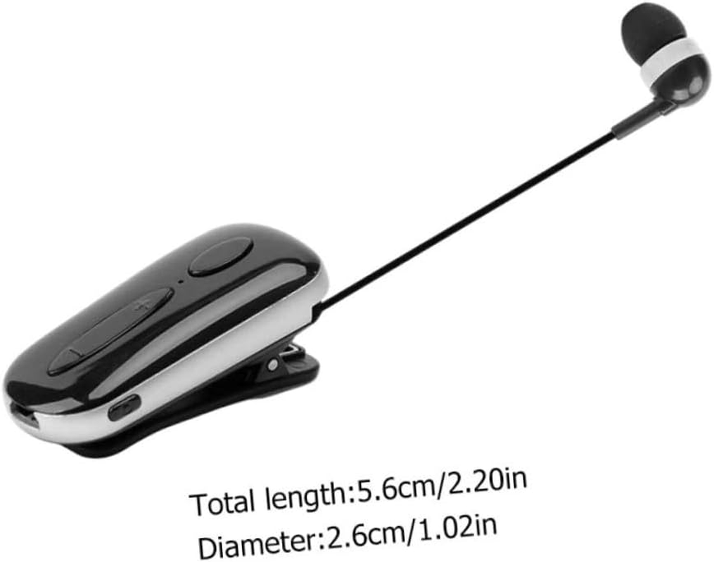 NUOBESTY Retractable Wireless Clip-On Earbuds Sports Headphone Lightweight Black for Running Workout with Adjustable Cable and Dc5.0V Compatibility image number 6