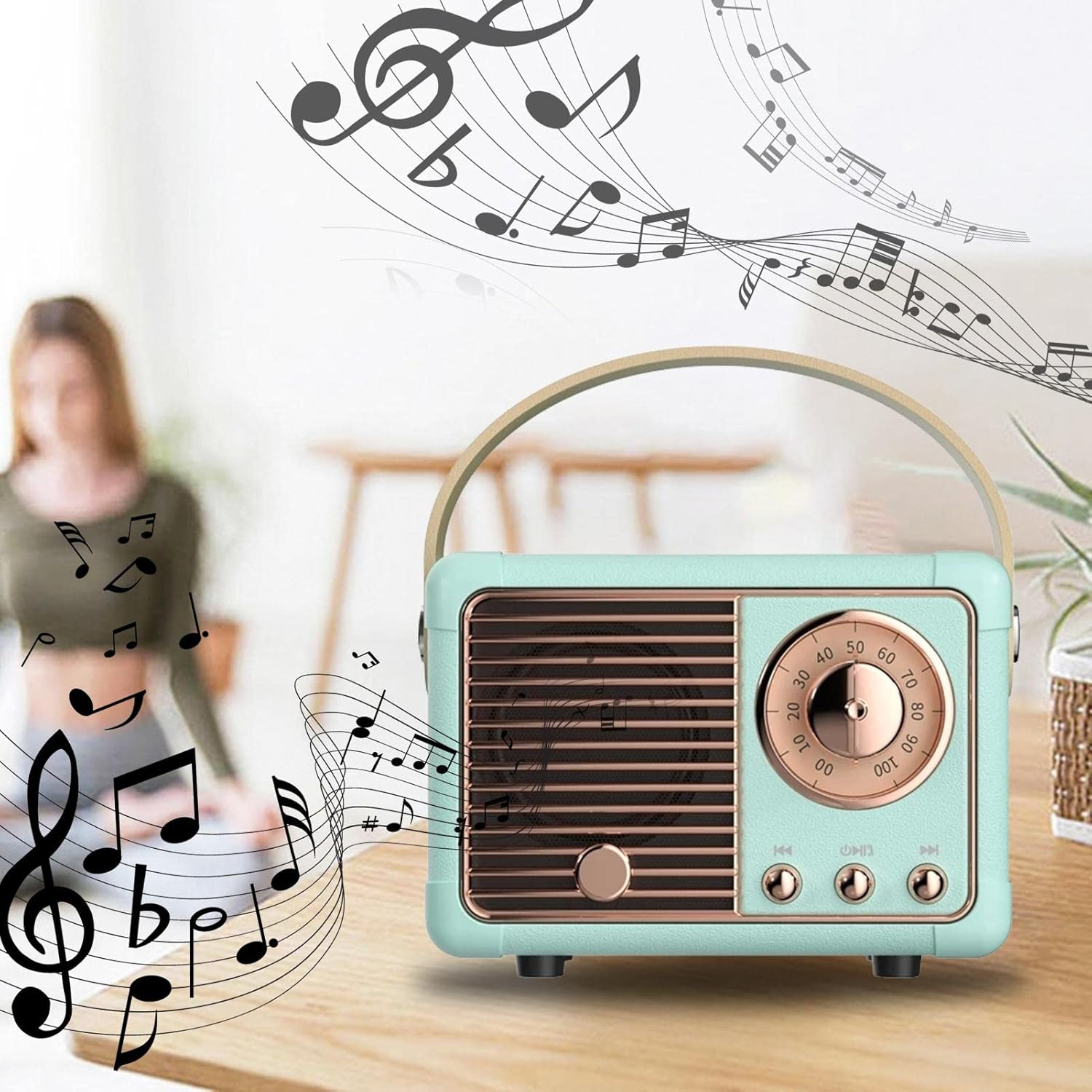 Retro Blue-Tooth Speaker | Vintage FM Radio Old Fashioned - Wireless Speaker AM/FM Vintage, Blue-Tooth 5.0 Wireless Connection, Stereo Sound B/M - Pink image number 3