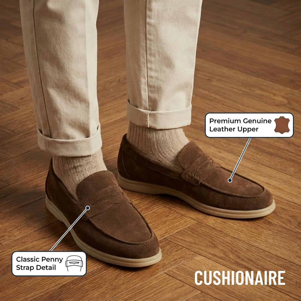 CUSHIONAIRE Men'S Selby Genuine Leather Loafers &ndash; Memory Foam, Rubber Sole, Wide Widths Available image number 1