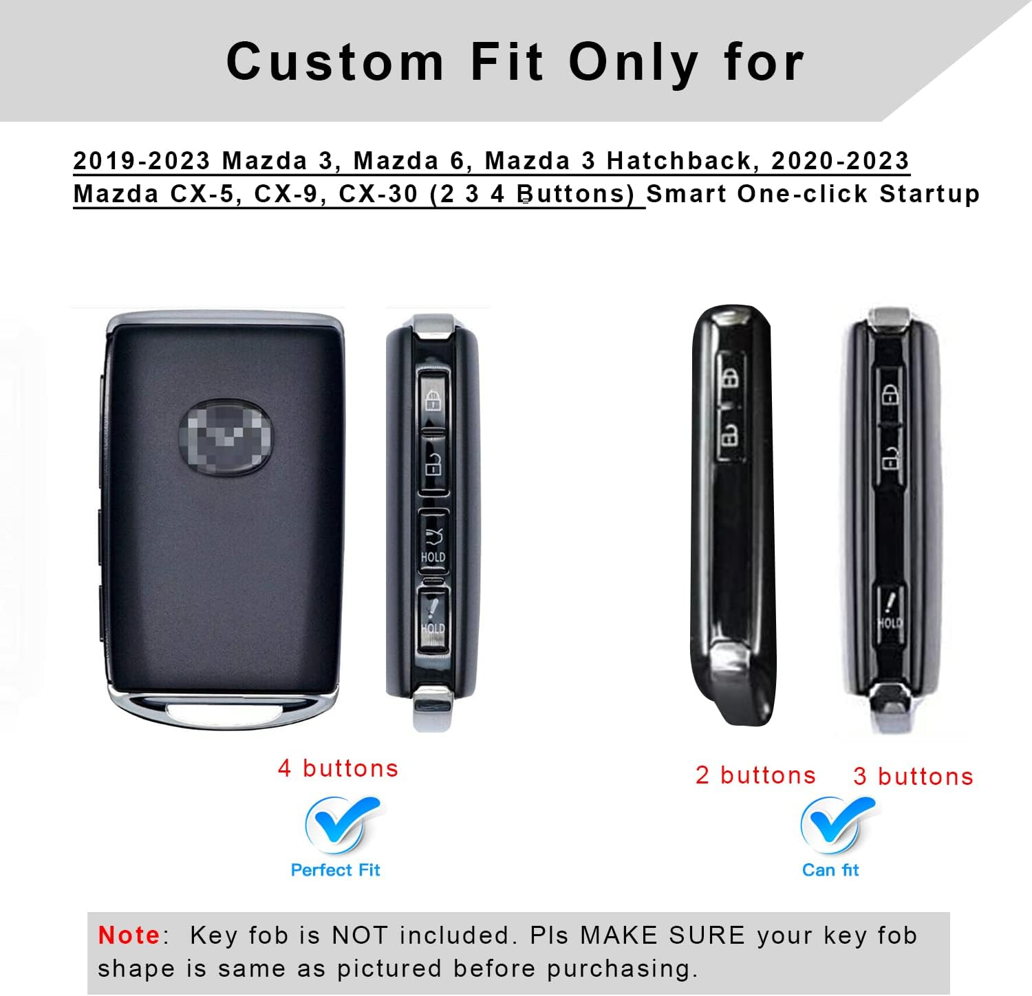 QBUC for Mazda Key Fob Cover Case with Keychain for 2019-2023 Mazda 3 6, Mazda 3 Hatchback, 2020-2023 Mazda CX-5, CX-9, CX-30 - Blue image number 6