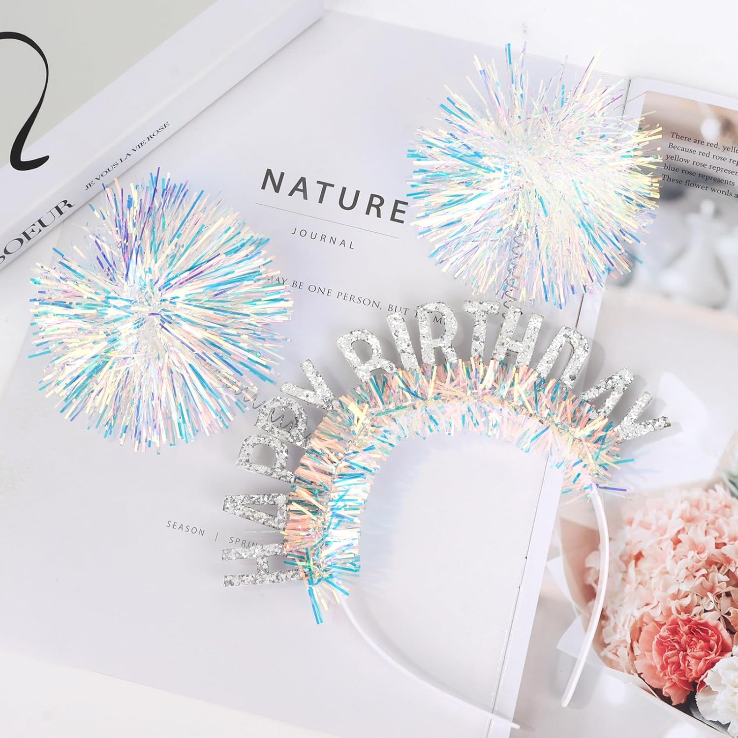 CAVETEE Birthday Crown, Happy Birthday Headband for Women Happy Birthday Decorations for Women Birthday Gifts - Silver image number 2