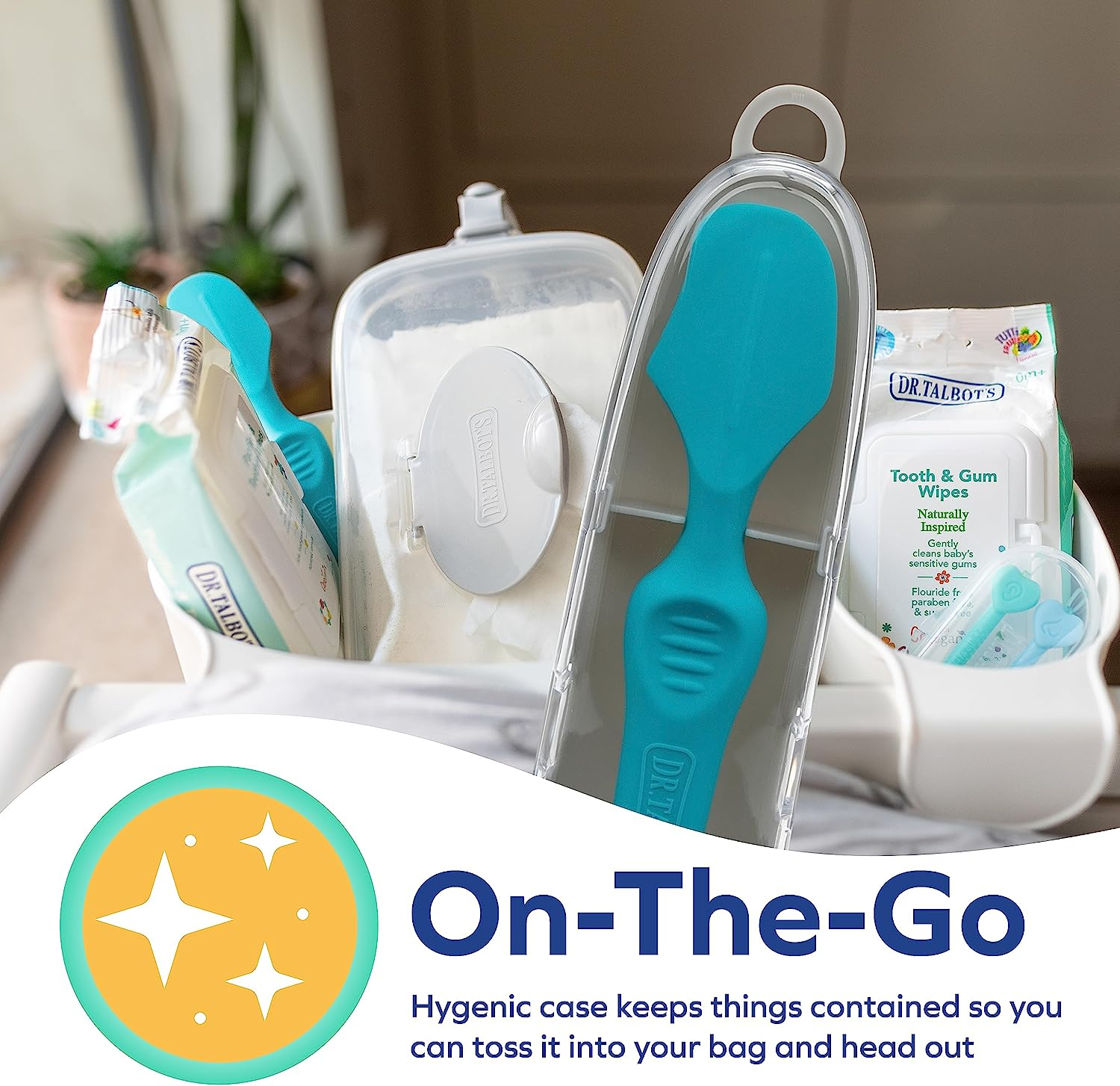 Nuby Diaper Cream Soft Silicone Brush with Suction Base & Hygienic Travel Case, Mini Size, Aqua image number 2