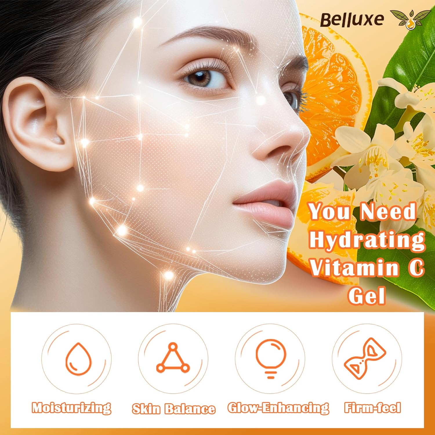 Belluxe Vitamin C Gel &ndash; Hydrating Face & Body Moisturizer &ndash; 300G Lightweight Daily Gel for Smooth, Refreshed Skin &ndash; Fast-Absorbing Skincare for Face, Neck & Hands image number 5