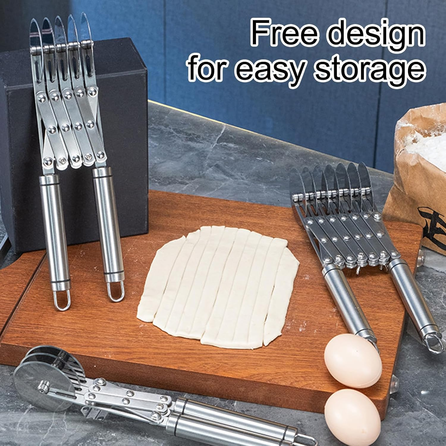 Cozioz 5-Wheel Stainless Steel Pastry Cutter, Multi-Functional Dough, Pizza, and Cookie Divider with Comfortable Handle image number 4