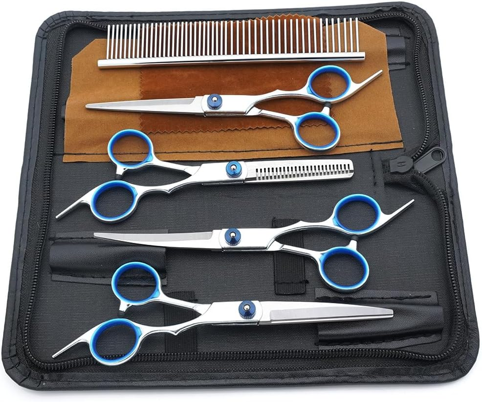 7 in 1 Premium Dog Grooming Scissors, Professional Dog Scissors for Grooming with Safety round Tips, Stainless Steel Thinning Shears, Dog Pet Cat Shears for Kit image number 3