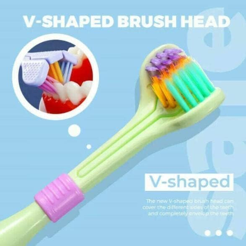 2Pcs Random Color Three-Sided Soft Hair Toothbrush, Effective Wrap-Around Design, Deeply and Thoroughly to Clean Teeth and Gums, Manual Toothbrushes Suitable for Adults and Children Health Household image number 6