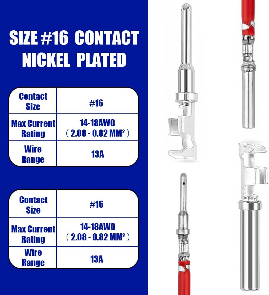 Aikoolwer Deutsch Connector Kit 2 3 4 6 8 12 Pin DT Connectors Size 16 Stamped Contact Automotive Electrical Waterproof Deutsch Terminal Removal Tool image number 1