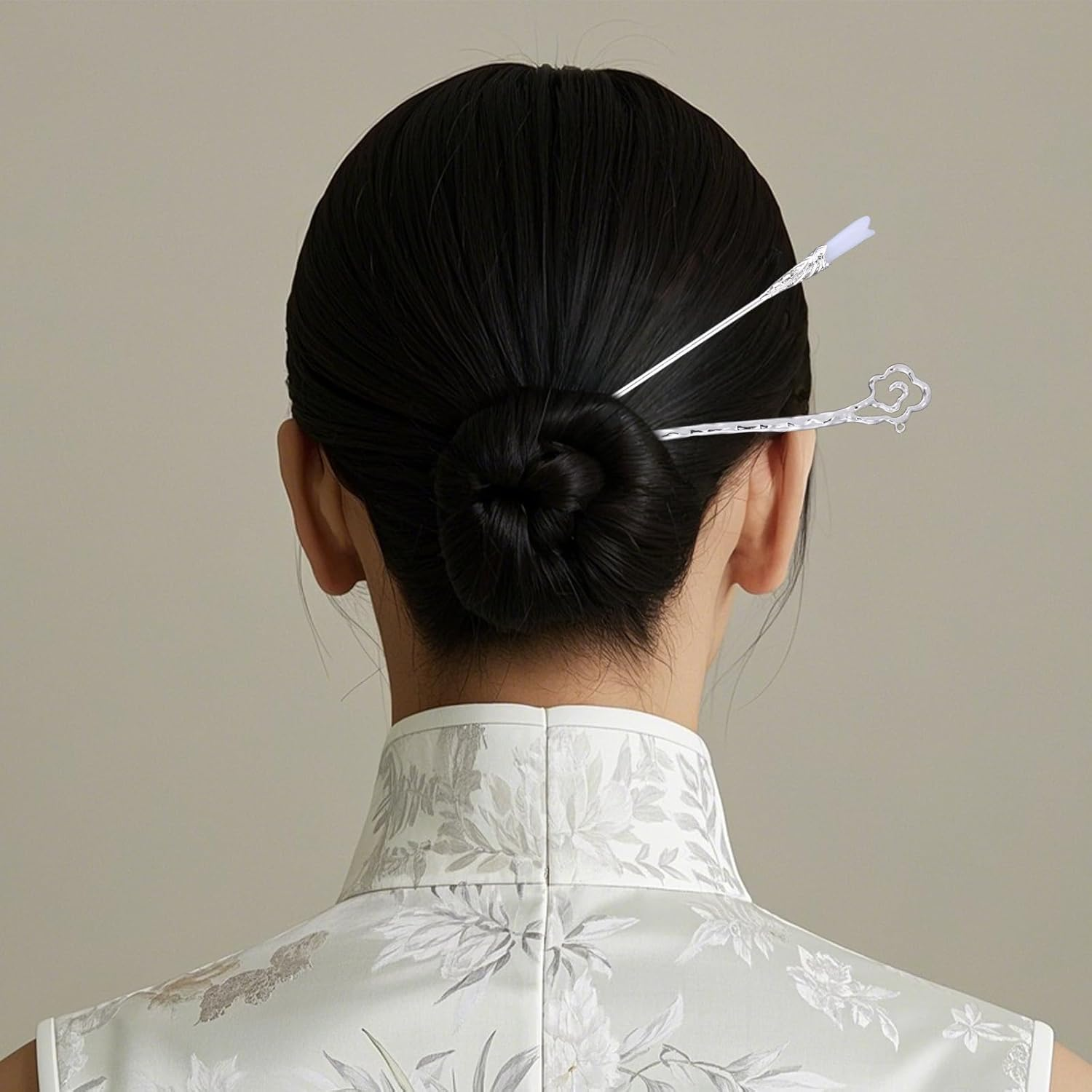 Mikovivi 10 Pcs Chinese Hair Sticks, Silver Metal Hanfu Decorative Hair Pins Snake Butterfly Flower Jade Stone Vintage Hair Chopsticks Elegant Asian Japanese Hairstyles Accessories for Women image number 1