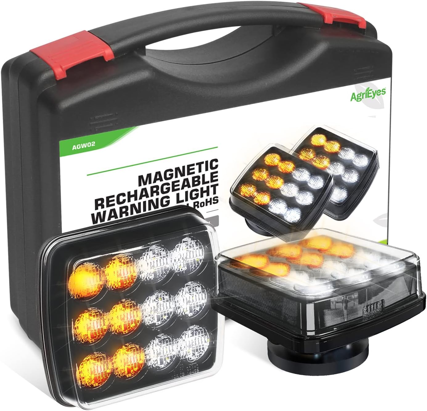 Agrieyes Magnetic Beacon Light Wireless, Class I Portable 12-24V Rotating Warning Lights, Rechargeable Amber Flashing Strobe Lights for Vehicles Trailers Trucks Tractor Bus Forklift Cars