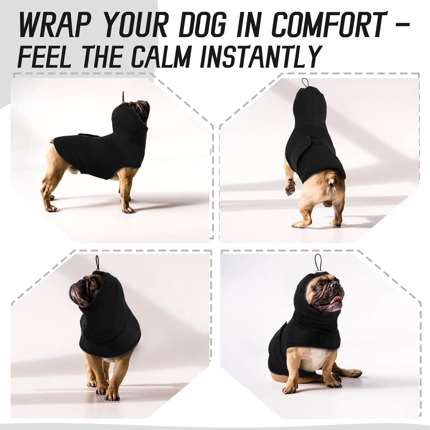 Iecoii Calming Vest for Dogs Anxiety, Separation Anxiety Relief for Medium Breeds, Calming Head and Ear Wraps for Dogs, Dog Anxious Relief Shirt for Males and Females, Loud Music, M, Black image number 4