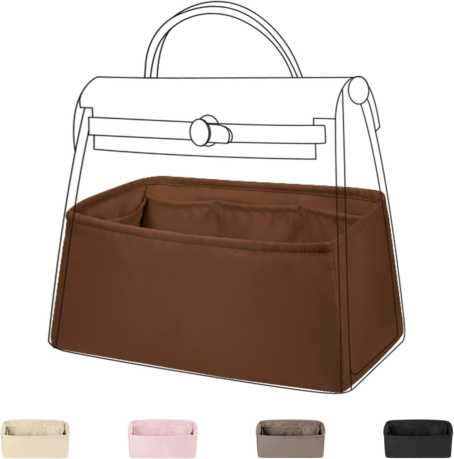 DGAZ Silk Purse Organizer Insert for Hermes Herbag 31/39/50 Bags, Luxury Handbag & Tote Organiser, Simplicity Bag Insert（Gold,Herbag31） image number 3