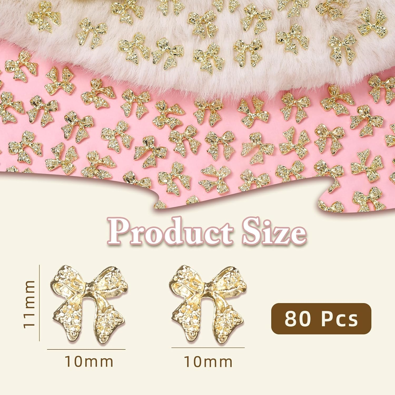 80 Pcs 3D Bow Metal Nail Charm, Gold Nail Bows Charms for Alloy Nails, Luxury Shiny Bows Nail Jewelry Charms, Luxury Cute Bows for Nail Art Accessories Design DIY Crafts image number 4