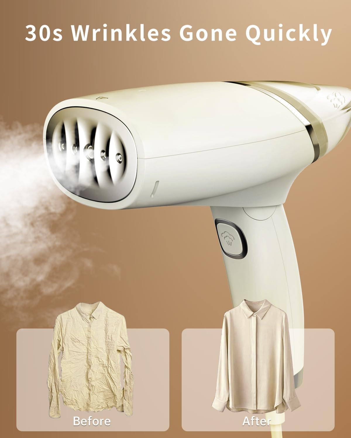 Annmiir Handheld Garment Steamer for Clothes, Extreme Steam 1000W, Portable Handheld Design, Strong Penetrating Steam, White image number 6