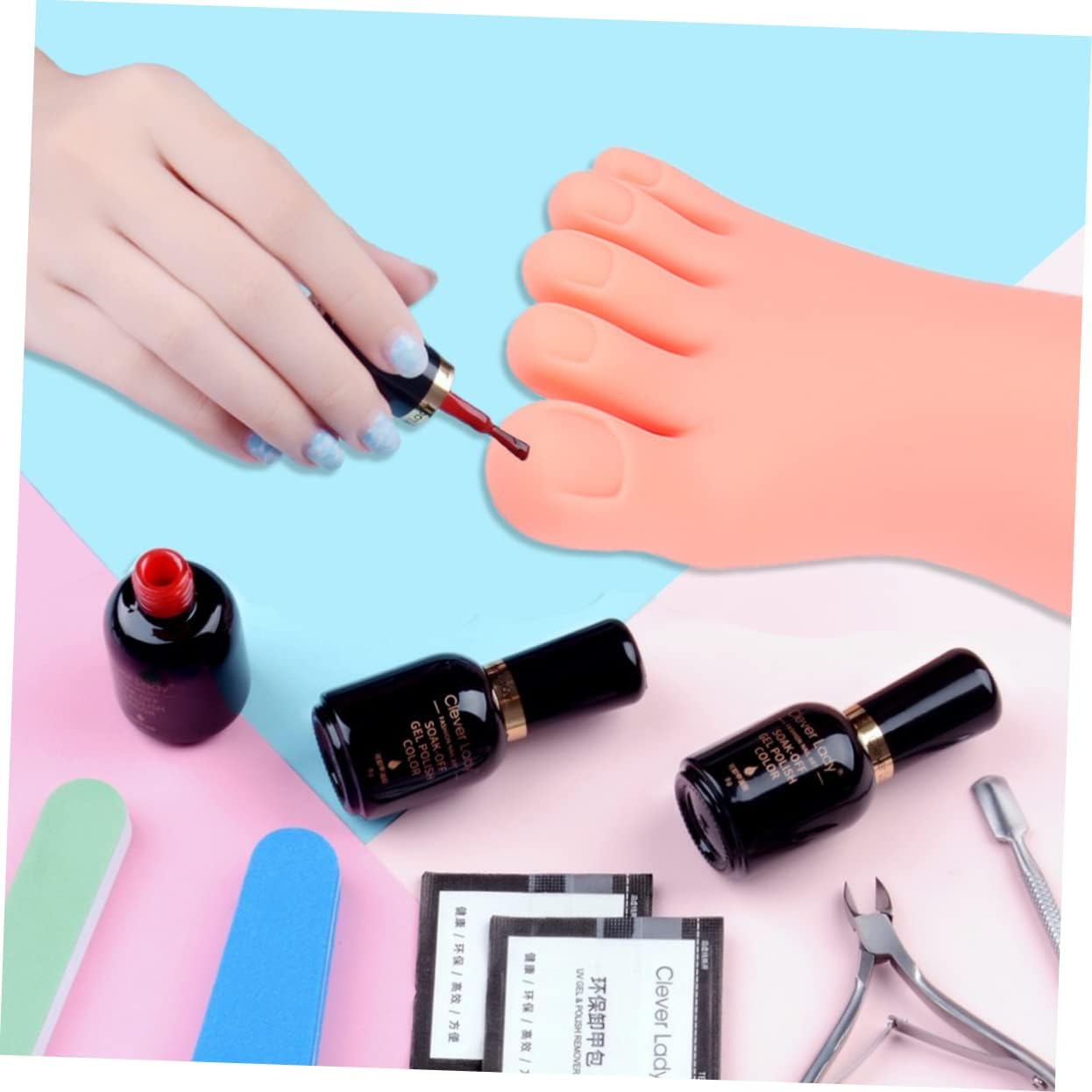 FRCOLOR Foot Model Nail Art Practice Right Foot Manicure Training Tool for Lady Girl image number 3