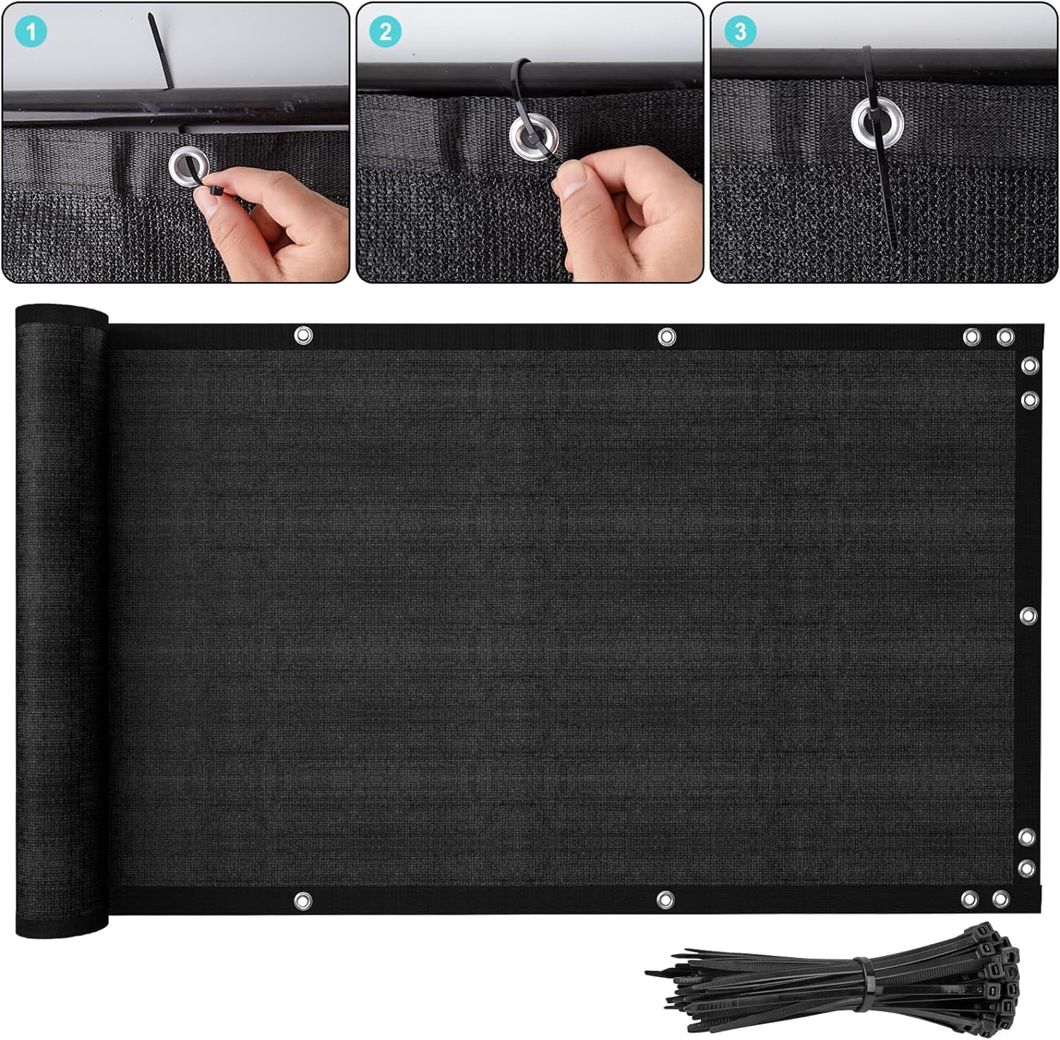 Balcony Privacy Screen Cover Worth Planet 0.9M * 5M Resistant Balcony Shield Windscreen Cover Mesh Sun Shade UV Protection for Porch Deck Terrace Patio Backyard Railing