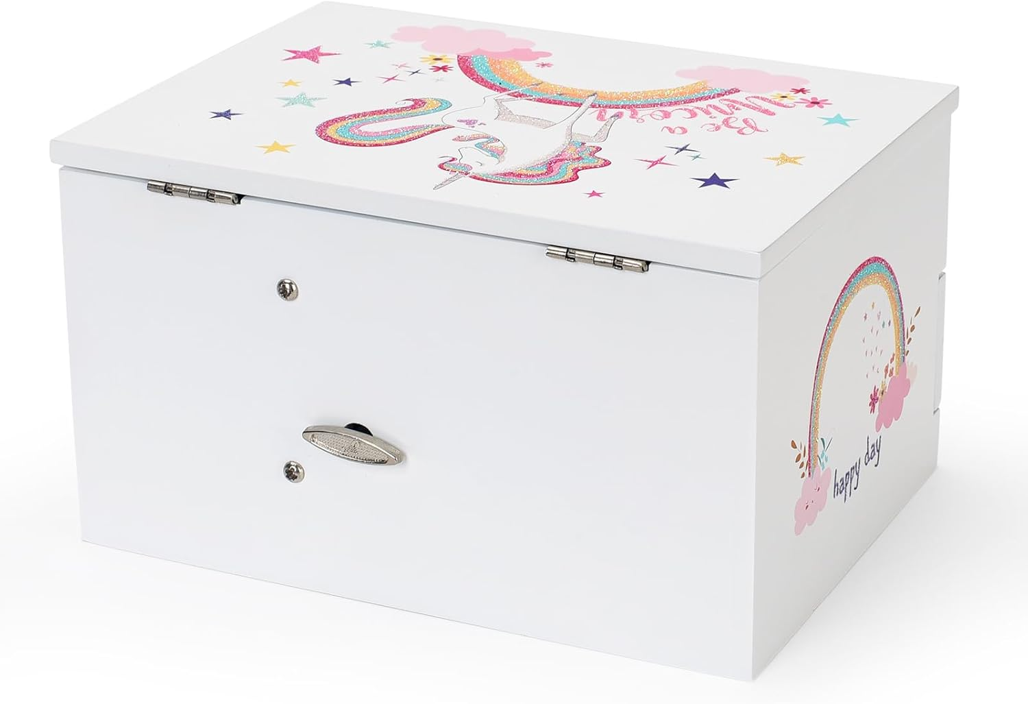 Aliz Unicorn Music Jewelry Box for Girls and Teens - Wooden Jewelry Storage Box with Glittery Unicorn Design - Charming Room Decor and Childhood Memories Keepsake Box (Magic Unicorn) image number 4