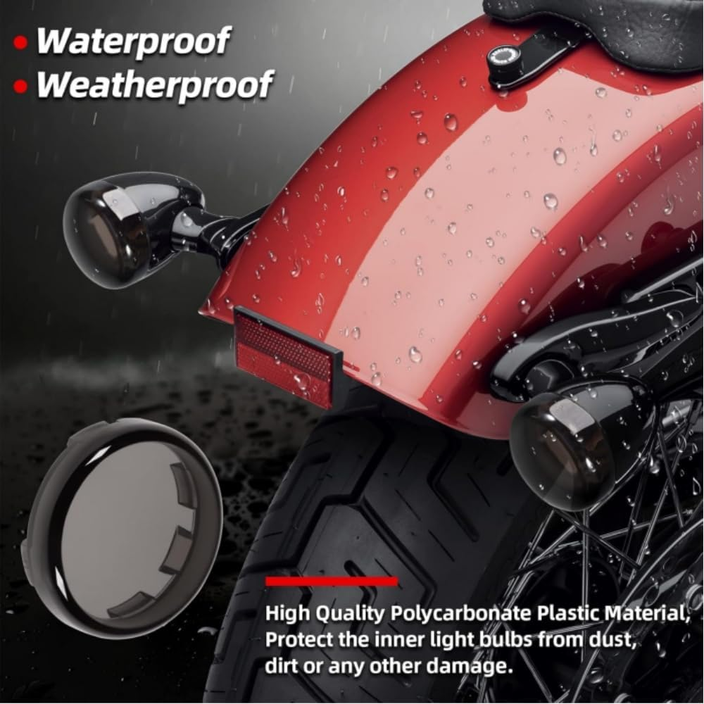 4Pcs 2Inch Smoke Bullet Turn Signal Light Lens Cover,Anti-Scratch Lenses Fit for Harley Touring Street Glide Road Glide Road King Electra Glide Softail Dyna Sportster Iron883 1200