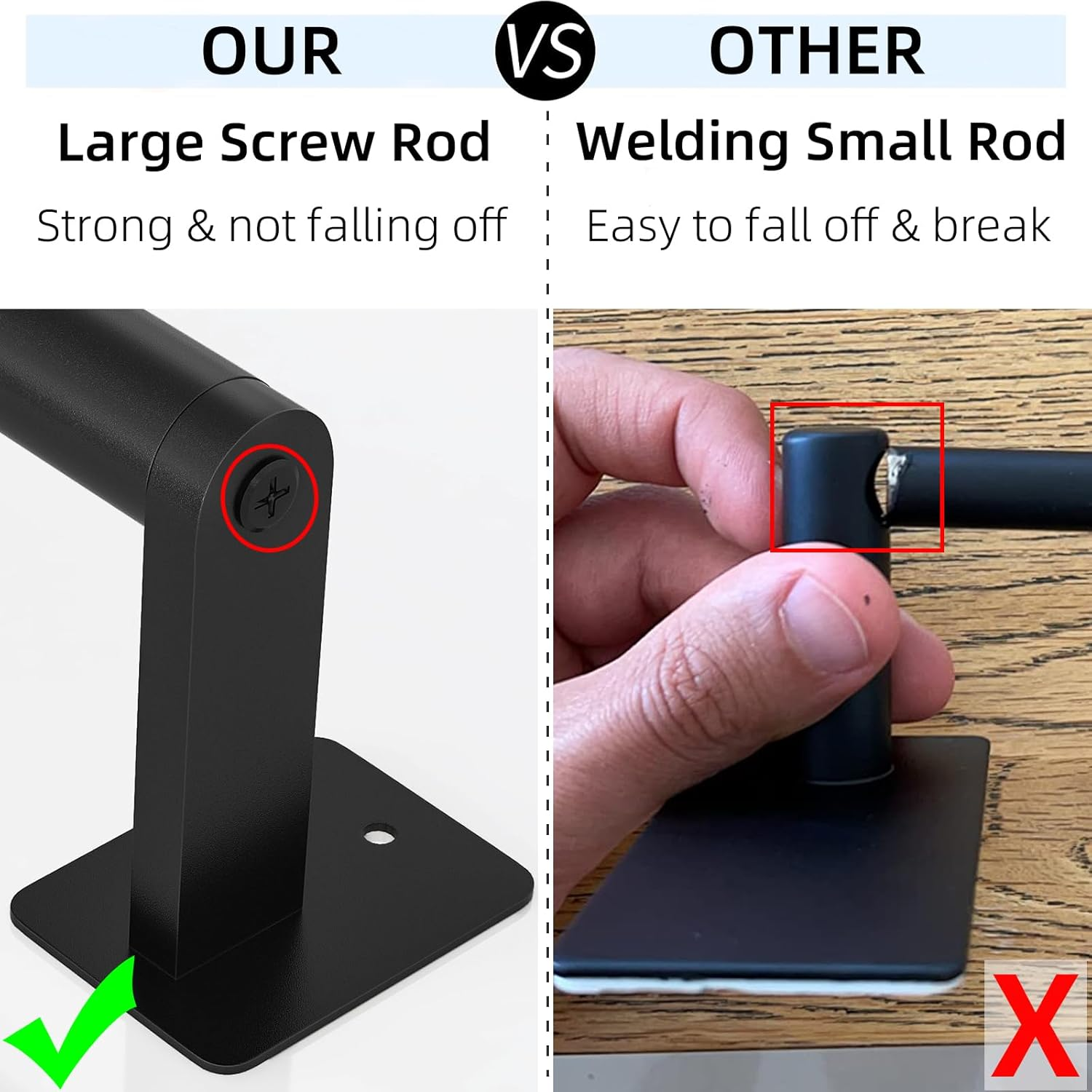 Bathroom Towel Bar, 24 Inch Towel Racks for Bathroom Wall Mounted, Heavy Duty Bath Hand Towel Holder Organizer, Modern Home Decor Towel Rod Bathroom Hardware Accessories, Matte Black Single Bar image number 3