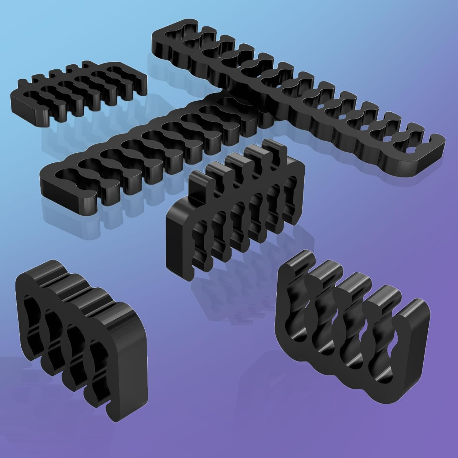 Sirlyr PC Cable Comb,Psu Cables Combs Kit for Extension Cable Management 24 PCS Set 12Vhpwr Cable X 4,24 Pin X 4,8 Pin X 16,3 Mm/0.11In up to 3.5 Mm/0.13 in Wire Gauge Black