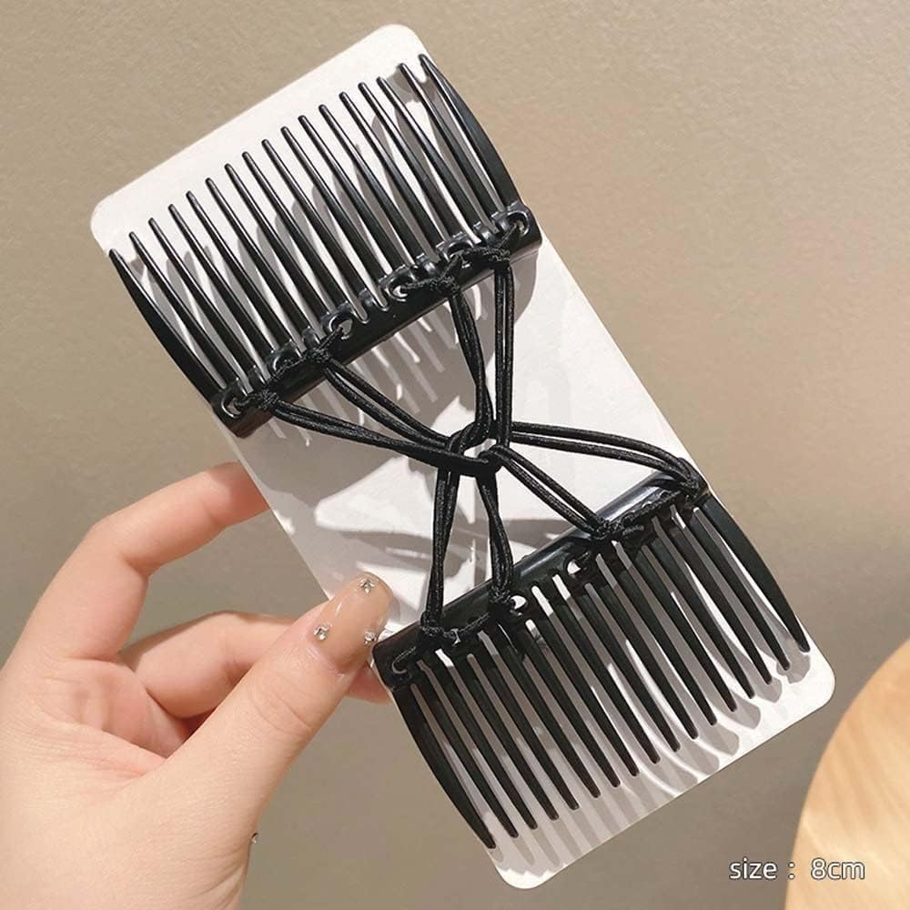 Black Adjustable Magic Hair Clip Combs,Stretchy Double Comb Hair Clip,No Crease Hair Pins Double Slides Hairpins Combs Women Hair Styling Magic Hair Combs for Women Accessories image number 1