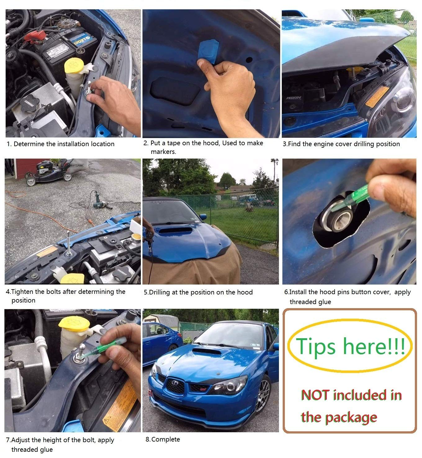 2 Pack Quick Release Latch Universal 2.44In/62Mm Diameter Universal Aluminum Alloy Push Button Quick Latch Hood Pins Lock Clip Kit for Auto Car Hood Pins Lock (2 Pack-Black Pro) - 2Pin Switch 69 image number 6