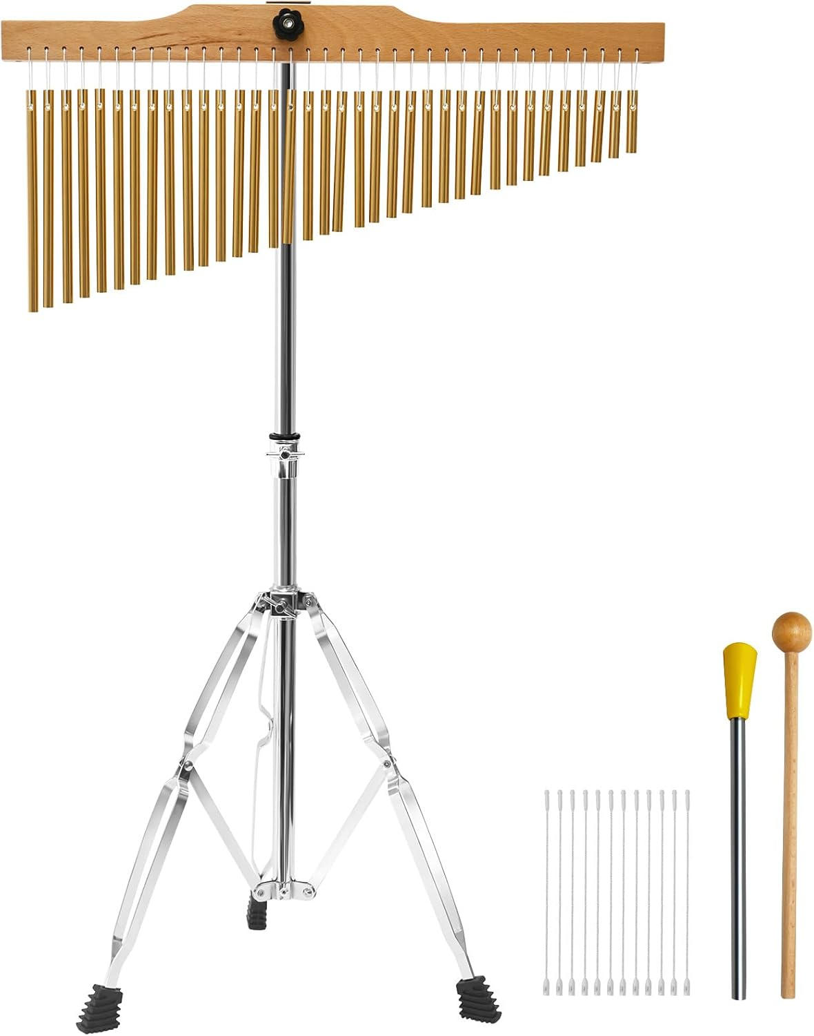 SOCROTO 36-Bar Chimes Percussion 36 Notes Chimes Musical Instruments Single-Row Wind Chimes with 2.5-4FT Adjustable Stand Musical Chimes Percussion for Orchestras Choirs Classrooms Church Bands image number 1