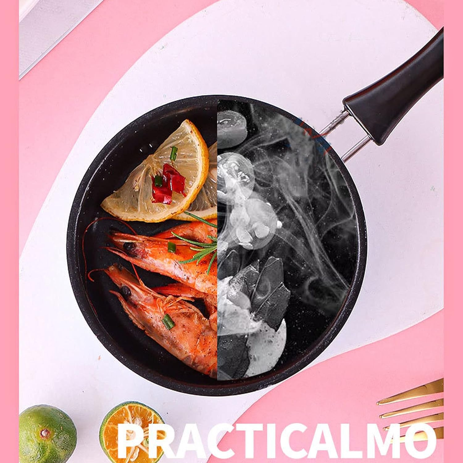 Mini Stainless Steel Nonstick Frying Pan for Oil Cooking, for Breakfast and Small Meals, 12Cm Induction Pot for Home Kitchen (Blue) - Blue image number 3